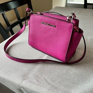 Michael Kors Small Hot Pink Leather Crossbody Purse